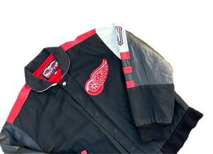 Vintage 90s Detroit Red Wings Jeff Hamilton JH NHL Hockey Leather Jacket Medium