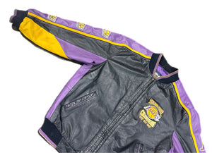 Vintage Los Angeles Lakers 3-Peat Leather Jacket Kobe Bryant & Shaq Y2K Rare XL