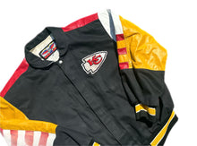 Load image into Gallery viewer, VTG Jeff Hamilton Kansas City Chiefs Leather Bomber Varsity Jacket Men XL NFL