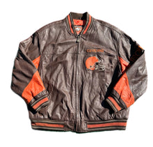 Load image into Gallery viewer, Vintage Carl Banks Leather Jacket Mens 2XL XXL Cleveland Browns NFL Football 90s