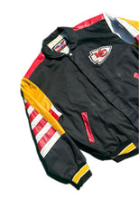 Load image into Gallery viewer, VTG Jeff Hamilton Kansas City Chiefs Leather Bomber Varsity Jacket Men XL NFL