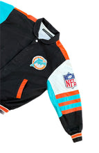Load image into Gallery viewer, Vintage Jeff Hamilton Miami Dolphins Genuine Leather Jacket With Cloth Size M