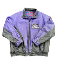 Load image into Gallery viewer, Colorado Rockies Vintage 90's Pro Player genuine Leather Bomber Jacket Large