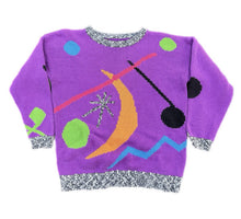 Load image into Gallery viewer, Vintage ESPRIT SPORT Sweater Women's Small Purple Knit Geometric Design Retro