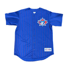 Load image into Gallery viewer, Vintage Toronto Blue Jays Pinstripe Majestic Jersey Adult Blue Size Medium Men’s