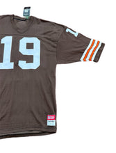 Load image into Gallery viewer, VTG Cleveland Browns Bernie Kosar #19 Sand Knit Durene Team Issue Jersey XL