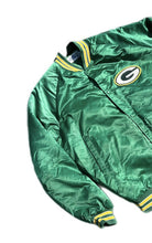 Load image into Gallery viewer, Vintage Green Bay Packers Jacket Mens Large Chalk Line Satin Spellout NFL 1990