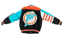 Load image into Gallery viewer, Vintage Jeff Hamilton Miami Dolphins Genuine Leather Jacket With Cloth Size M