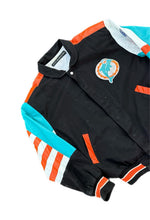 Load image into Gallery viewer, Vintage Jeff Hamilton Miami Dolphins Genuine Leather Jacket With Cloth Size M