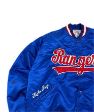 Load image into Gallery viewer, Vintage Felco Texas Rangers Satin Bomber Jacket Men’s Size L Large EUC