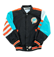 Load image into Gallery viewer, Vintage Jeff Hamilton Miami Dolphins Genuine Leather Jacket With Cloth Size M