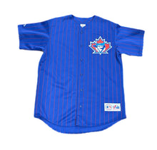 Load image into Gallery viewer, Vintage Toronto Blue Jays Pinstripe Majestic Jersey Adult Blue Size Medium Men’s