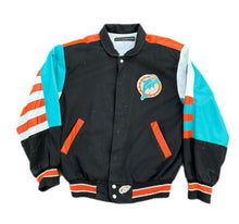 Load image into Gallery viewer, Vintage Jeff Hamilton Miami Dolphins Genuine Leather Jacket With Cloth Size M