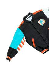 Load image into Gallery viewer, Vintage Jeff Hamilton Miami Dolphins Genuine Leather Jacket With Cloth Size M