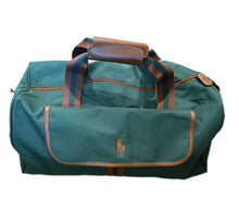 Load image into Gallery viewer, VTG Polo Ralph Lauren Fragrance Duffle Weekender Gym Bag Large Green Canvas Pony
