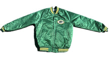 Load image into Gallery viewer, Vintage Green Bay Packers Jacket Mens Large Chalk Line Satin Spellout NFL 1990