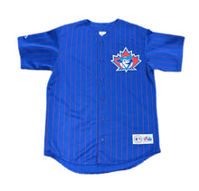 Load image into Gallery viewer, Vintage Toronto Blue Jays Pinstripe Majestic Jersey Adult Blue Size Medium Men’s