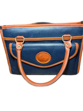 Load image into Gallery viewer, Vintage Dooney &amp; Bourke Satchel Purse Crossbody Navy Brown Pebbled Leather