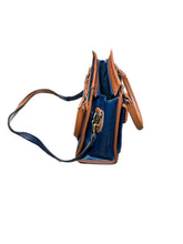 Load image into Gallery viewer, Vintage Dooney &amp; Bourke Satchel Purse Crossbody Navy Brown Pebbled Leather