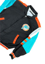 Load image into Gallery viewer, Vintage Jeff Hamilton Miami Dolphins Genuine Leather Jacket With Cloth Size M
