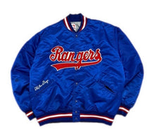 Load image into Gallery viewer, Vintage Felco Texas Rangers Satin Bomber Jacket Men’s Size L Large EUC