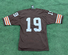 Load image into Gallery viewer, VTG Cleveland Browns Bernie Kosar #19 Sand Knit Durene Team Issue Jersey XL