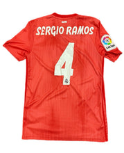 Load image into Gallery viewer, “Real Madrid 2018/19 Away Jersey Sergio Ramos #4 Adidas Fly Emirates Red Men’s S
