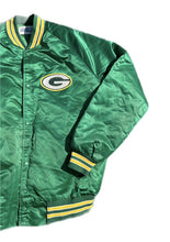 Load image into Gallery viewer, Vintage Green Bay Packers Jacket Mens Large Chalk Line Satin Spellout NFL 1990