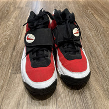 Load image into Gallery viewer, Nike Air Mission White Black Fire Red Junior Seau NFL Turf Size 13 Vintage