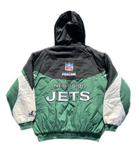 Load image into Gallery viewer, Vintage 90s New York Jets NFL Full Zip Hooded Jacket Size L Large Logo Athletic
