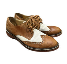 Load image into Gallery viewer, Cole Haan Wing Tips Oxford Shoes Leather &amp; Linen Sz 8.5 Dress Shoes Brown