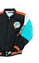 Load image into Gallery viewer, Vintage Jeff Hamilton Miami Dolphins Genuine Leather Jacket With Cloth Size M
