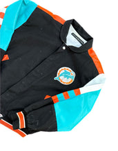 Load image into Gallery viewer, Vintage Jeff Hamilton Miami Dolphins Genuine Leather Jacket With Cloth Size M