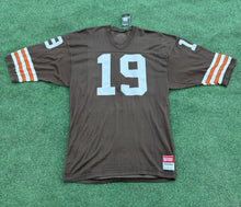 Load image into Gallery viewer, VTG Cleveland Browns Bernie Kosar #19 Sand Knit Durene Team Issue Jersey XL