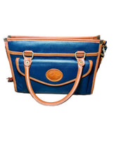 Load image into Gallery viewer, Vintage Dooney &amp; Bourke Satchel Purse Crossbody Navy Brown Pebbled Leather