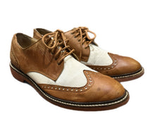Load image into Gallery viewer, Cole Haan Wing Tips Oxford Shoes Leather &amp; Linen Sz 8.5 Dress Shoes Brown