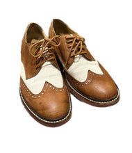 Load image into Gallery viewer, Cole Haan Wing Tips Oxford Shoes Leather &amp; Linen Sz 8.5 Dress Shoes Brown