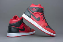 Load image into Gallery viewer, Nike Air Jordan 1 Mid Reverse Bred Black Red Shoes Men 554724-660 GS 554725-660