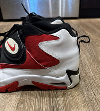 Load image into Gallery viewer, Nike Air Mission White Black Fire Red Junior Seau NFL Turf Size 13 Vintage
