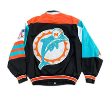 Load image into Gallery viewer, Vintage Jeff Hamilton Miami Dolphins Genuine Leather Jacket With Cloth Size M