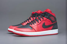 Load image into Gallery viewer, Nike Air Jordan 1 Mid Reverse Bred Black Red Shoes Men 554724-660 GS 554725-660