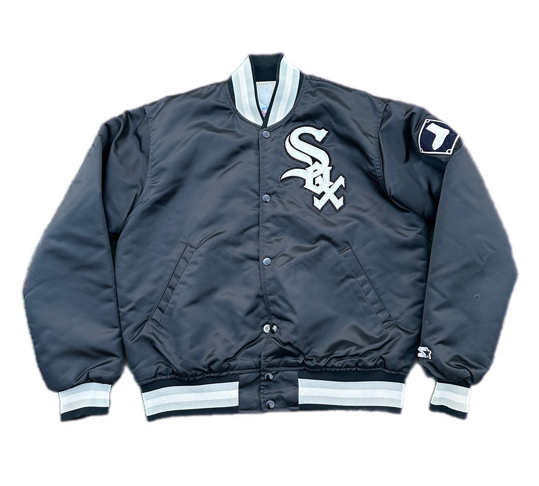 Vintage Chicago White Sox Starter Jacket M Black Satin MLB Diamond Collection