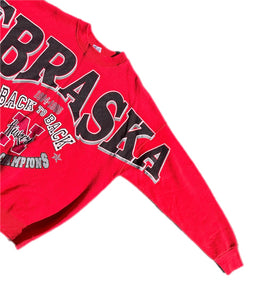 90s Nebraska Huskers National Champions Back to Back Crewneck Sweatshirt Sz XL