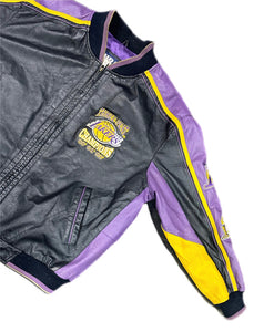 Vintage Los Angeles Lakers 3-Peat Leather Jacket Kobe Bryant & Shaq Y2K Rare XL