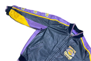 Vintage Los Angeles Lakers 3-Peat Leather Jacket Kobe Bryant & Shaq Y2K Rare XL