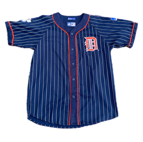 Vintage 90s Detroit Tigers Starter Baseball Pinstripe Jersey Size Large L