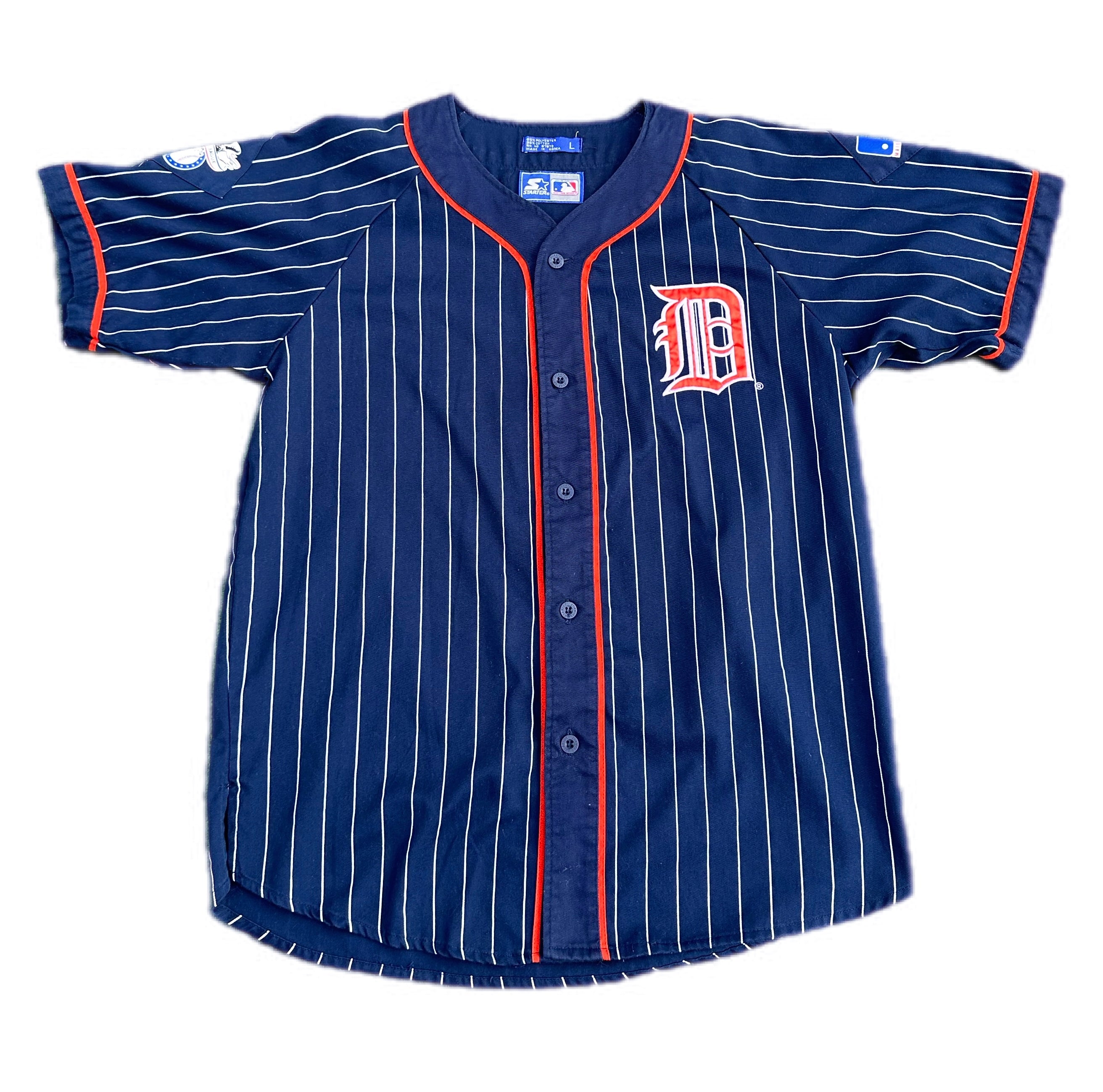 Vintage 90s Detroit Tigers Starter Baseball Pinstripe Jersey Size