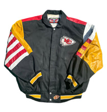 Load image into Gallery viewer, VTG Jeff Hamilton Kansas City Chiefs Leather Bomber Varsity Jacket Men XL NFL