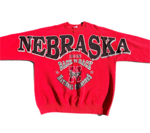 90s Nebraska Huskers National Champions Back to Back Crewneck Sweatshirt Sz XL