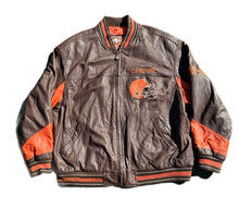 Load image into Gallery viewer, Vintage Carl Banks Leather Jacket Mens 2XL XXL Cleveland Browns NFL Football 90s